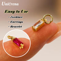 Encantos de Zirconia UniCrena Pequeños Rectangulares Platado de Oro 18K - details 3