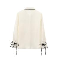 Woman Stylish Classic Minimalist Shirt Blouse With Bow New 2025 Spring Casual Office Commuter Shirts Blusas Mujer - details 1
