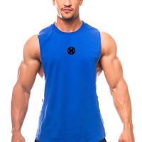 Men's Summer Gym Bodybuilding Tank Tops High Quality Sleeveless Cotton T-shirts Workout Fitness Singlets Sport Vest Clothing - details 8