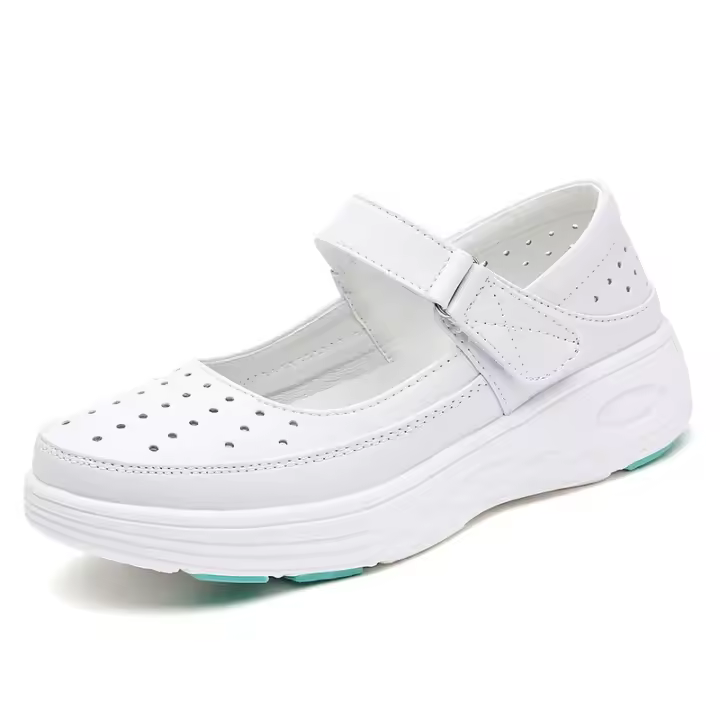 Zapatos de Enfermera de Cuero Genuino Transpirables con Suelas Suaves para Mujeres - 1