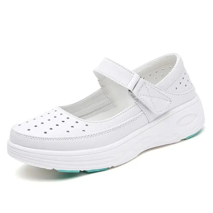 Zapatos de Enfermera de Cuero Genuino Transpirables con Suelas Suaves para Mujeres - 1