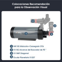 Telescopio Astronómico SVBONY MK105 Maksutov-Cassegrain OTA Reflectividad 99% Revestimientos Dielectricos Para Buena Visión y Aplicaciones Speciales - details 11