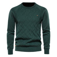 Suéteres AIOPESON Argyle Básicos para Hombres de Color Sólido con Cuello Redondo Manga Larga Tejidos de Pullover de Moda Invernal Nuevos Suéteres Cálidos para Hombres Material Exterior 95% Algodón 5% Lycra Hecho en China - details 7