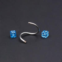 Piercing de hélice de 5 piezas, barra de 1,2x10mm con bola cuadrada de 3mm, pendiente, bola en forma de S, Piercing para nariz y labio - details 3