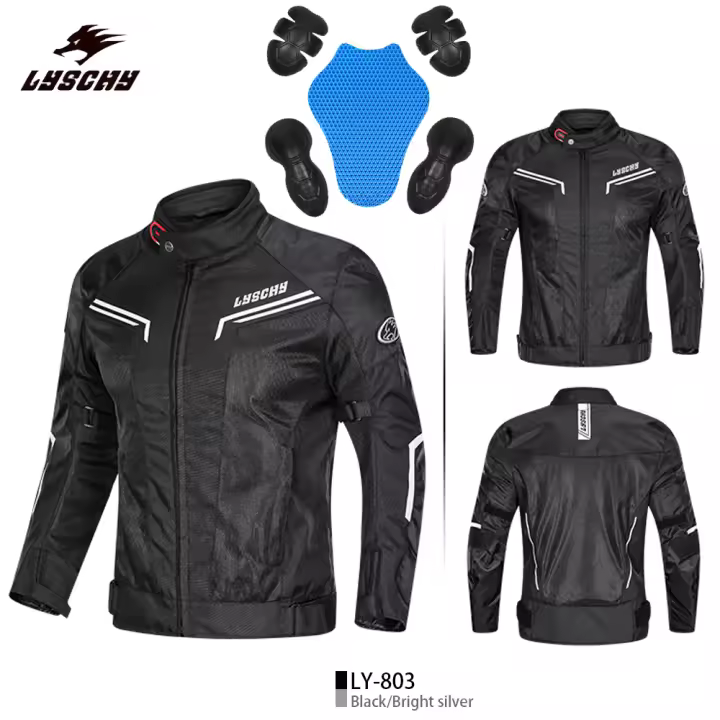 LYSCHY Chaqueta de Moto para Hombre Ropa Transpirable de Malla de Verano Moto Motocicleta Motocross Chaqueta de Carreras Reflectante Protector CE/EVA Ropa Anticaída - 1