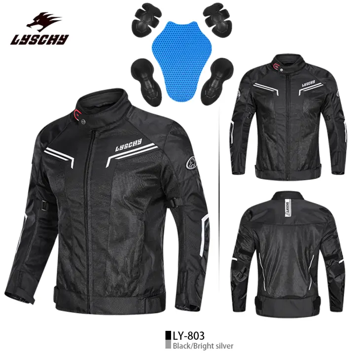 LYSCHY Chaqueta de Moto para Hombre Ropa Transpirable de Malla de Verano Moto Motocicleta Motocross Chaqueta de Carreras Reflectante Protector CE/EVA Ropa Anticaída - 1