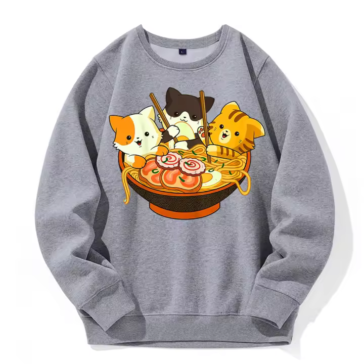 Sudadera con capucha de Anime de gatos japoneses para hombre, sudadera con capucha de Ramen Noodles, informal, a la moda, combina con todo, Sudadera con capucha de diario, Sudadera con capucha Retro clásica - 1
