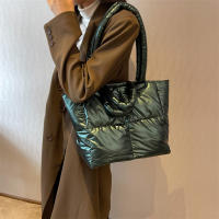 Bolso de algodón acolchado para mujer, bolsa de hombro de gran capacidad, a la moda, de diseñador, de lujo - details 14