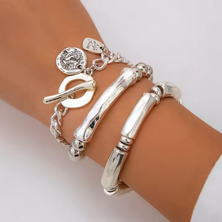 Pulsera de lazo para mujeres con colgante de moneda de estilo vintage ZhongT Set de 4 piezas Joyería de pareja para amigos Regalo gótico abierto - 1