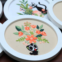 Kit de bordado de la serie Cute Cat, paquete de materiales de bordado artesanal de punto de cruz, productos semiterminados para principiantes - details 6