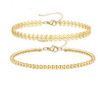 Pulsera de Oro Chapado 14K para Mujeres Conjunto de Pulseras de Cadena Dorada Elegante y Delicada Marca CHAYOU Tamaño 7+2 pulgadas - details 2