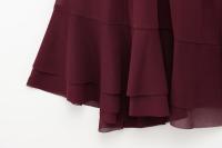 Primavera 2025, blusa estilo capa con volantes color Burdeos para Mujer, camisa holgada con dobladillo asimétrico y lazo en la espalda, Blusas de calle para Mujer - details 7