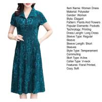Vestido Maxi de Verano con Estampado Floral Cuello en Rabo, Manga Corta, Longitud de Rodilla para Damas - details 20