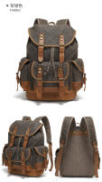 Mochila de Lona Empañada  para Hombres Bolso de Hombro Casual de Gran Capacidad Mochila de Viaje Mochila de Escalada de Cuero de Lona - details 12