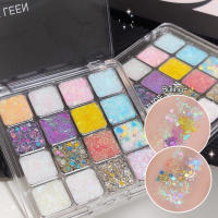 Paleta de Sombras de Ojos de Secuencias Brillantes Gel de Brillo Autoadhesivo para Pelo, Uñas, Cuerpo Belleza en Tonos Azul, Rosa, Amarillo - details 3