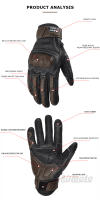 Guantes de Motocicleta de Cuero Vintage MJMOTO Certificados CE, Impermeables, Transpirables, Cómodos con Pantalla Táctil Tallas M-L-XL-XXL - details 7