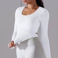 Camiseta de Yoga Sin Costuras para Mujer Deporte Top Largo Manga Larga Ropa de Gimnasio Camiseta de Correr para Entrenamiento Activo Vestimenta Ajustada Material Exterior Poliéster Temporada Primavera/Verano - details 5
