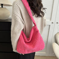 Bolso de mano de invierno para mujer, bolsos de gran capacidad, bolsos de hombro informales, bolso cruzado de pana de tendencia para mujer - details 14
