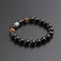 Pulsera de Acero Inoxidable con Obsidiana de Tigre Joyería de Moda 2023 para Hombres - details 4