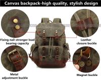 Mochila de Lona Empañada  para Hombres Bolso de Hombro Casual de Gran Capacidad Mochila de Viaje Mochila de Escalada de Cuero de Lona - details 0