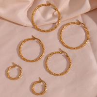 E.B.belle-base de estilo chapado en oro para mujer, 20mm, 35mm, 40mm, 18K, resistente al agua torcido, pendientes de aro de acero inoxidable - details 3