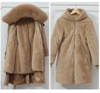 Chaqueta de invierno con capucha para mujer, Parka larga y gruesa con relleno de piel sintética, chaqueta desmontable de talla grande - details 25