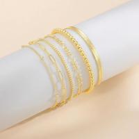 Pulseras de oro para mujer, conjunto de joyería chapada en oro de 14 quilates resistente al agua para mujer, cadena de clip de eslabón cubano apilable fina y moderna - details 6