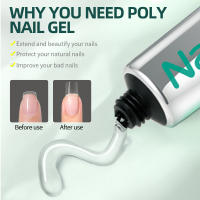 Kit de extensión de uñas de gel Nailpop Poly, 6 colores rosa, blanco, nude, gel transparente para decoración de uñas con pincel y solución antideslizante para salón de uñas - details 3