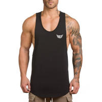 New Plain Casual Fashion Print Tank Top Men Gym Bodybuilding Stringer Sleeveless Shirt Fitness Clothing Sportwear Muscle Vest - details 2