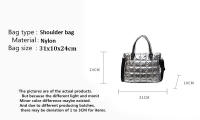 Bolso de hombro cruzado acolchado de algodón para mujer y niña, bolsa de mensajero de gran capacidad, a la moda, Color sólido - details 0