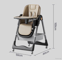 PANGDUBE Silla alta para bebé para alimentar Silla de comedor plegable para bebé Silla reclinable de altura ajustable con ruedas, cesta de almacenamiento, cojín de PU, bandejas dobles - details 14