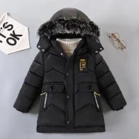 Boys Jacket Letter Winter Keep Warm Fashion Lining With Plush Fur Collar Hooded Heavy Coat For Kids - details 3