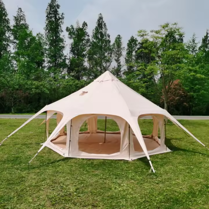 Carpa grande 300D de 4 metros Oxford, impermeable, con protección solar, para camping, tipo yurta, especial para exteriores, duradera y transpirable - 1