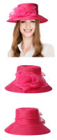 Sombreros Derby de ala ancha para mujer, sombrero elegante de iglesia de flores blancas y negras, tocado nupcial de boda, 2024 - details 2