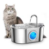 Fuente con ventana de nivel de agua para gato y perro, dispensador de agua de acero inoxidable de 3,2 L para mascota múltiple - details 0