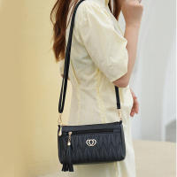 Bolso cruzado de cuero PU con cremallera para mujer, bandolera pequeña de gran capacidad con borlas de hilo, a la moda, novedad - details 1