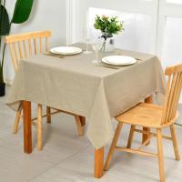 Mantel de Comedor de Algodón Lineno Cubierta de Mesa Gris Khaki Impermeable y Lavable para Bodas y Fiestas Navideñas - details 9