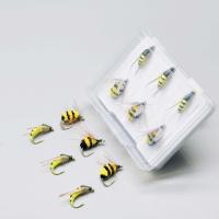 6 uds/10 Uds moscas de pesca con mosca señuelo biónico abejorro y polilla amarilla cebo pesca para carpa lubina salmón trucha agua dulce agua salada moscas húmedas equipo de pesca - details 4