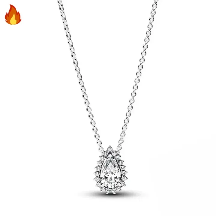 Collar de Árbol de Vida con Logo de Gotas de Agua Brillantes de Buey Azul de ZhongT para Mujeres Joyería de Plata  925 DIY Encanto - 1