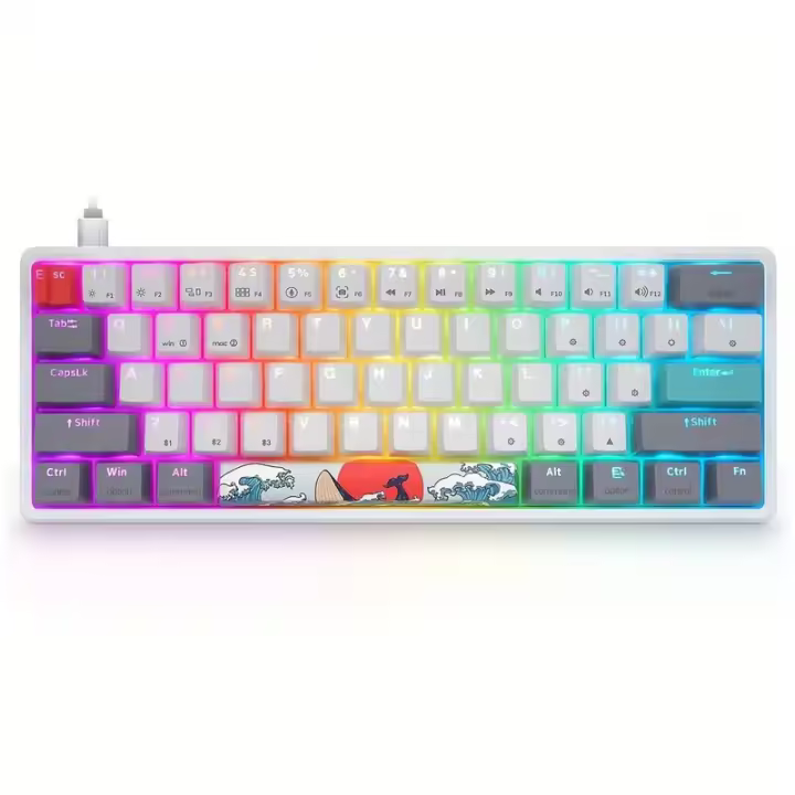 SKYLOONG SK61 teclado con cable interruptor óptico intercambiable en caliente teclas PBT brillantes diseño 60% teclado retroiluminado RGB para juegos - 1