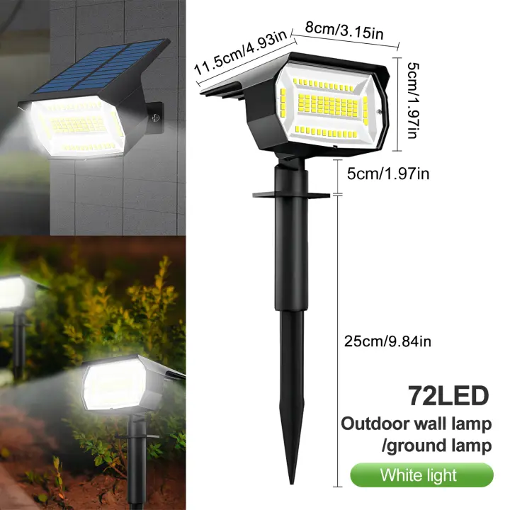 Luces LED impermeables para exteriores, iluminación de pared alimentada por energía Solar para puerta delantera, patio trasero, garaje, 72 LED, IP65, 3 modos - 1