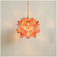 Pantalla de lámpara de vidrio con patrón Floral, pantalla de vidrio artesanal, rayas marrones, pétalos azules y rosas, para luces E26 y E27 - details 15
