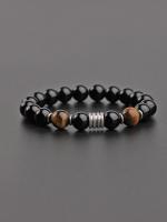 Pulsera de Acero Inoxidable con Obsidiana de Tigre Joyería de Moda 2023 para Hombres - details 5