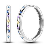 Gran oferta 2025 pendientes de aro con circonita brillante estrella luna sol pendientes redondos circulares de plata 925 para mujer joyería de compromiso de boda - details 12