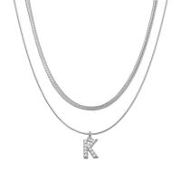 A-Z-collar colgante de acero inoxidable para mujer, cadena pequeña, letra parpadeante, estrangulamiento, cadena de hoja, capas - details 12