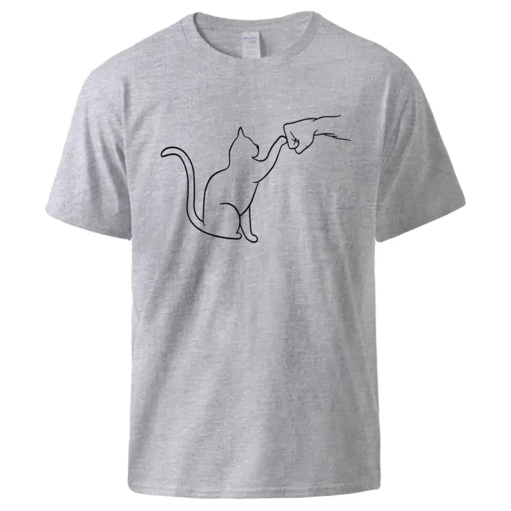 Camiseta con estampado de gato para hombre, camisa deportiva Vintage, fresca, de algodón, ropa de calle transpirable, clásica y creativa - 1