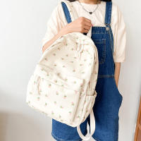 Mochilas de estilo Preppy para mujer, bandoleras impermeables de nailon para estudiantes, a la moda, con estampado Floral - details 4