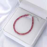 Pulseras hechas a mano de turmalina de Plata de Ley 925 con piedra Natural de 4 mm para mujer, regalo y joyería para fiesta, brazaletes de amatista - details 7
