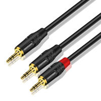 Cable de Audio RCA estéreo chapado en oro divisor en Y TRS de 3,5mm a 2x3,5mm para PC, teléfono inteligente, tableta, MP3, TV, DVD, amplificador de altavoz - details 1