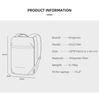 Mochila de Laptop Slim Kingsons para Hombres Bolsa de Negocios Unisex Negra Ultraligera para Trabajo en Oficina Tamaño 15.6 pulgadas - details 1